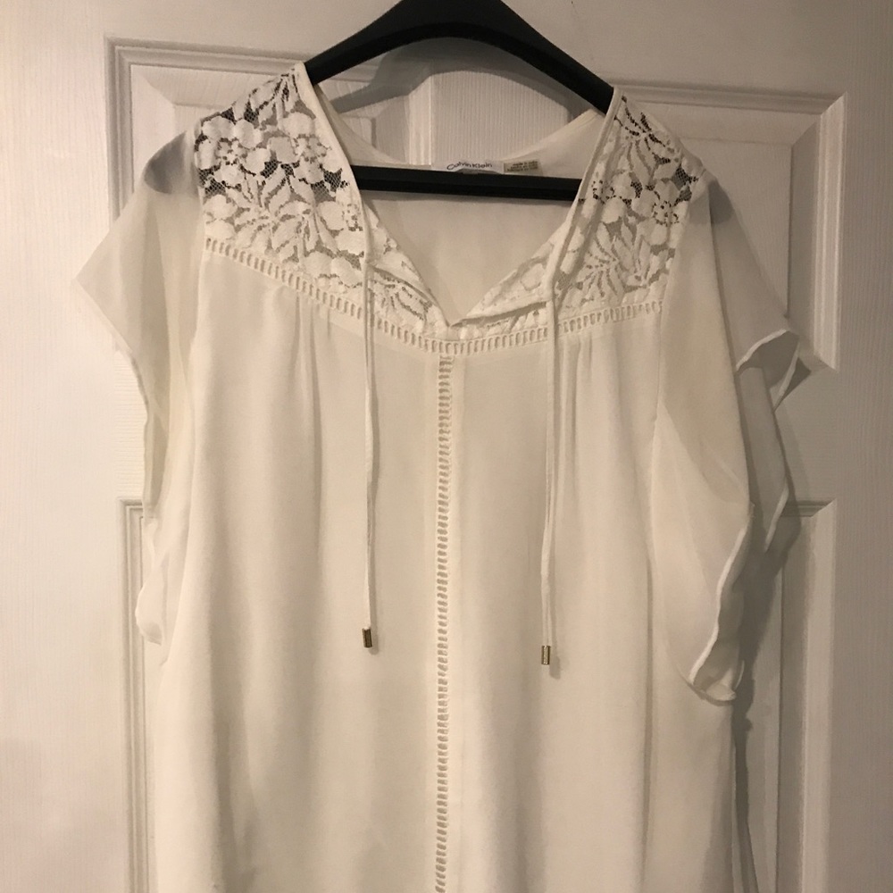 White Calvin Klein short tunic top